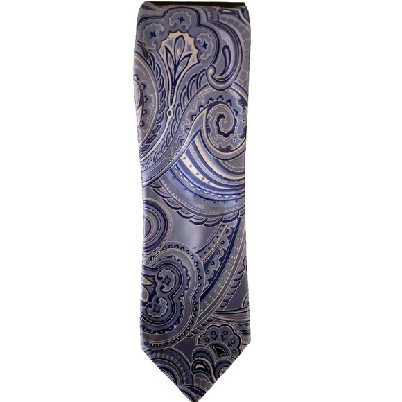 Donald J Trump Signature Collection 100% Silk Tie Handmade Blue Paisley - Picture 1 of 6